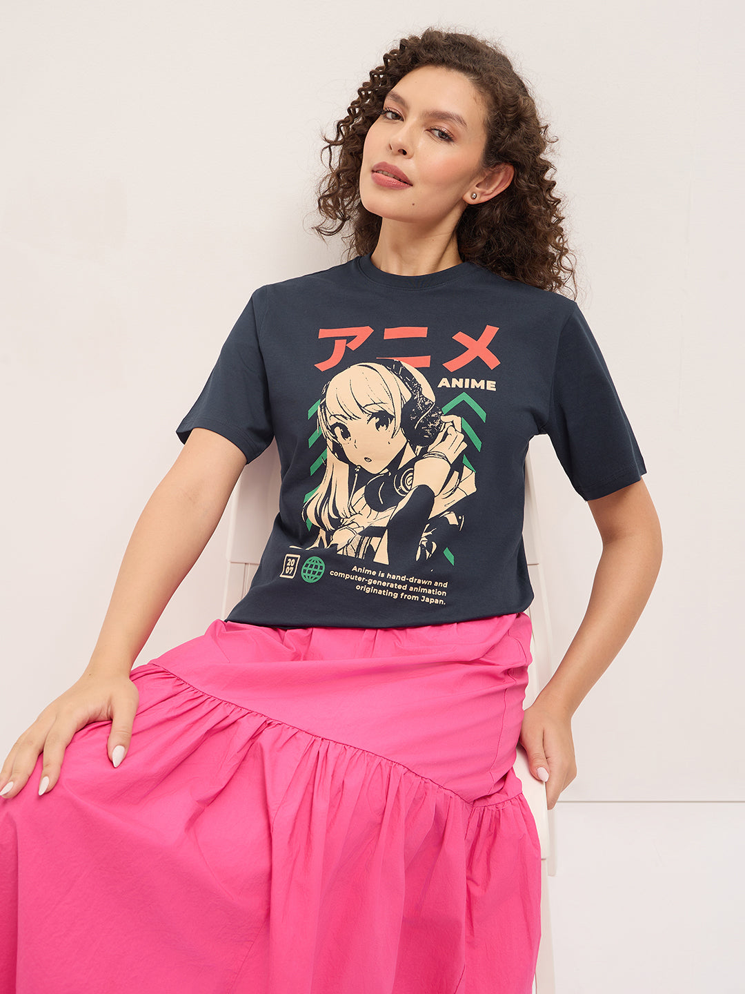 Womens Half Sleeve Round Neck Printed Oversized Fit Tshirts