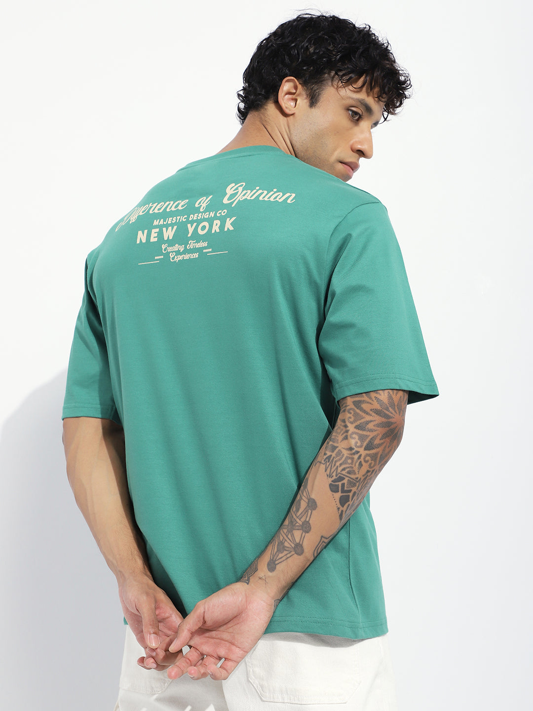 Mens Half Sleeve Round Neck Back Striped Oversized Fit Tshirts