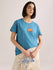 Womens Embroidery Boxy Regular Fit French Terry Cotton Tshirt