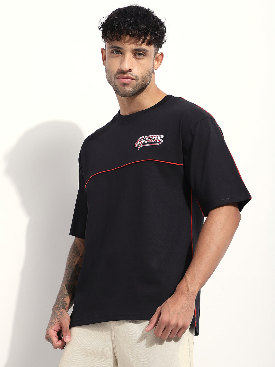 Mens Half Sleeve Round Neck Embroidered Oversized Fit Tshirts