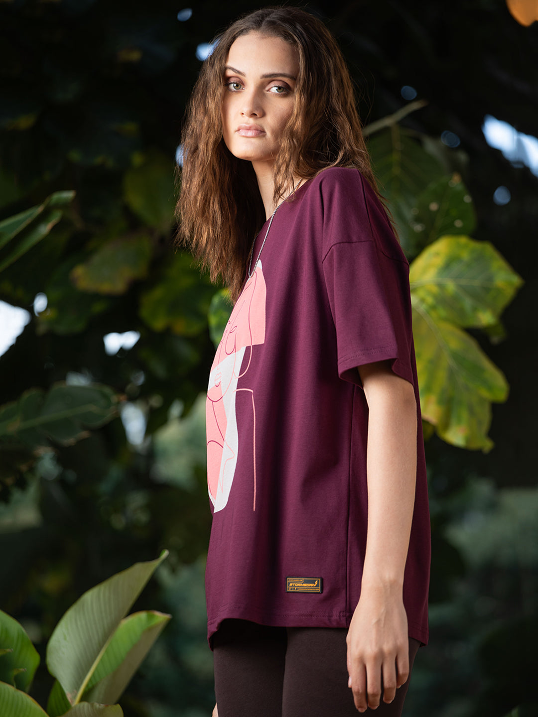 Womens Half Sleeve Drop Shoulder Printed Oversized Fit T-Shirts