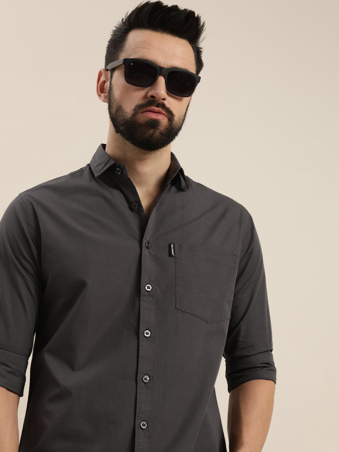 Mens Plain Full Sleeve Shirt With Pocket