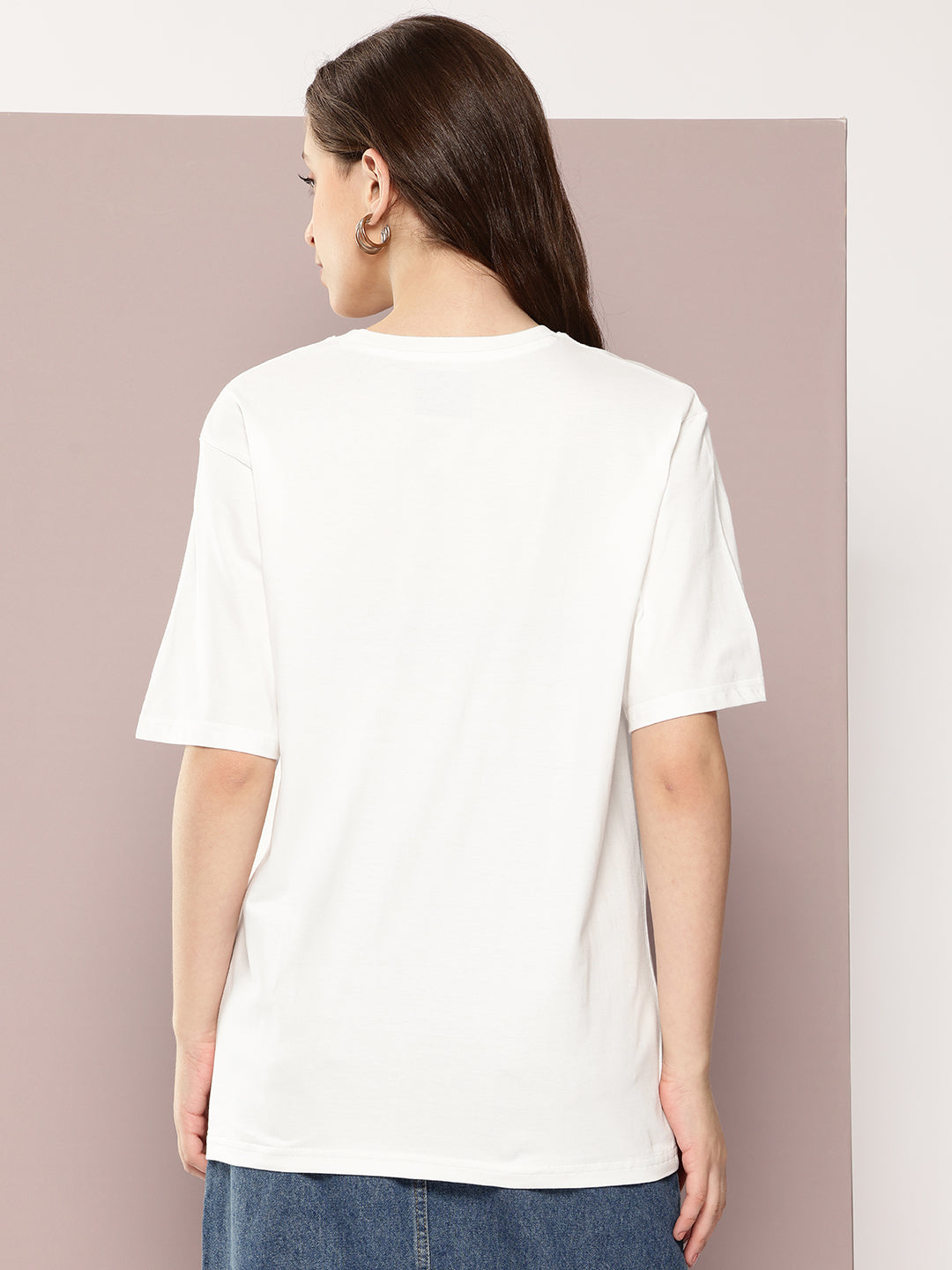 Womens Half Sleeve Round Neck Printed Oversized Fit Tshirts