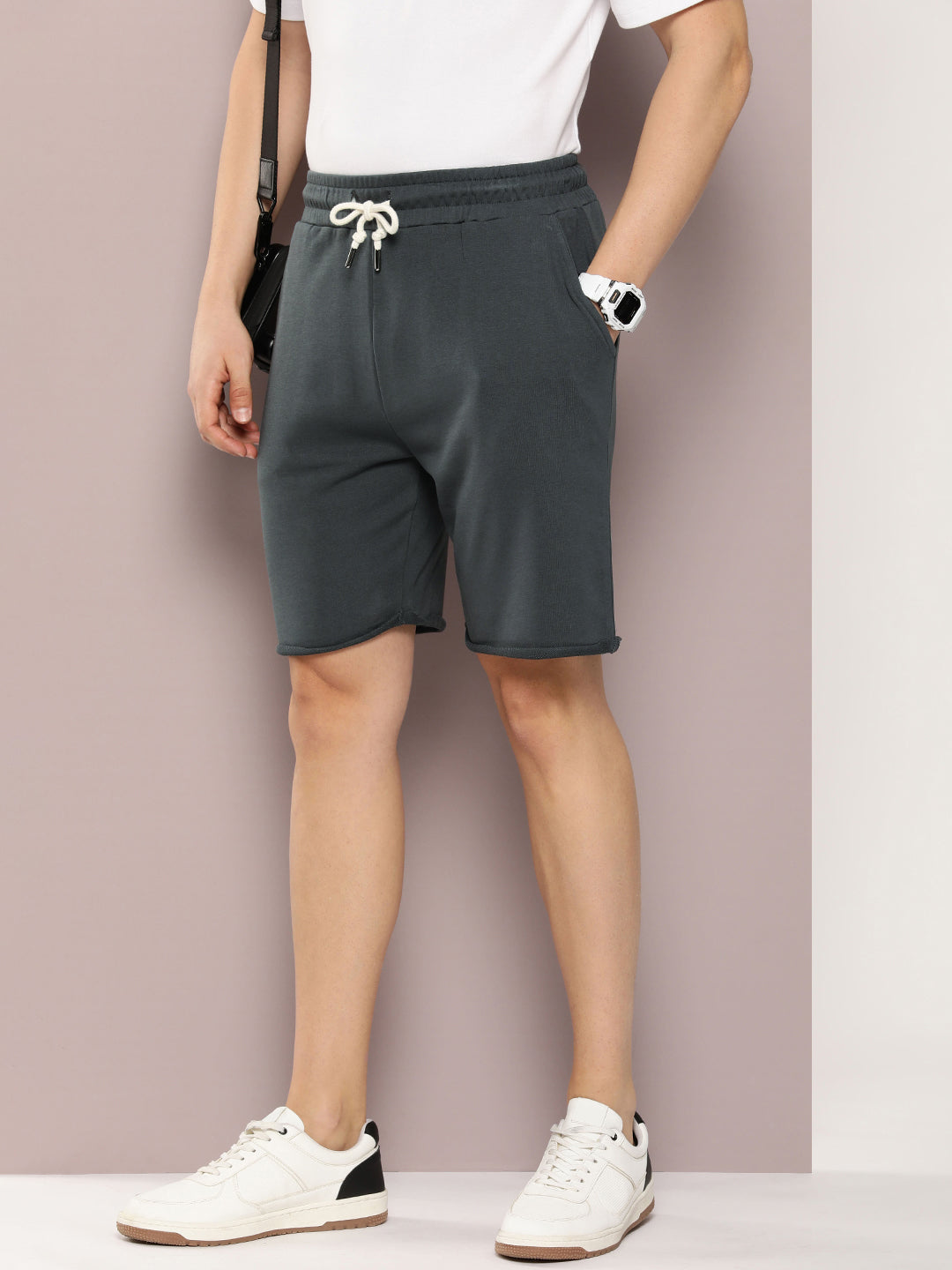 Men Solid Regular Fit Shorts