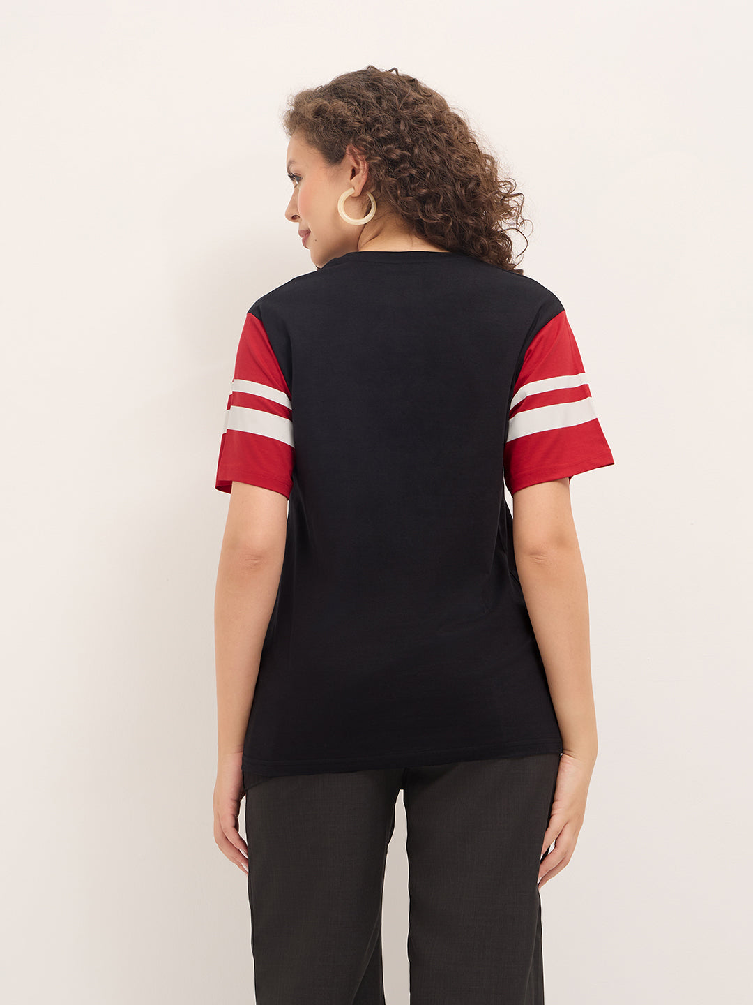 Womens Half Sleeve V-Neck Printed Oversized Fit Tshirts