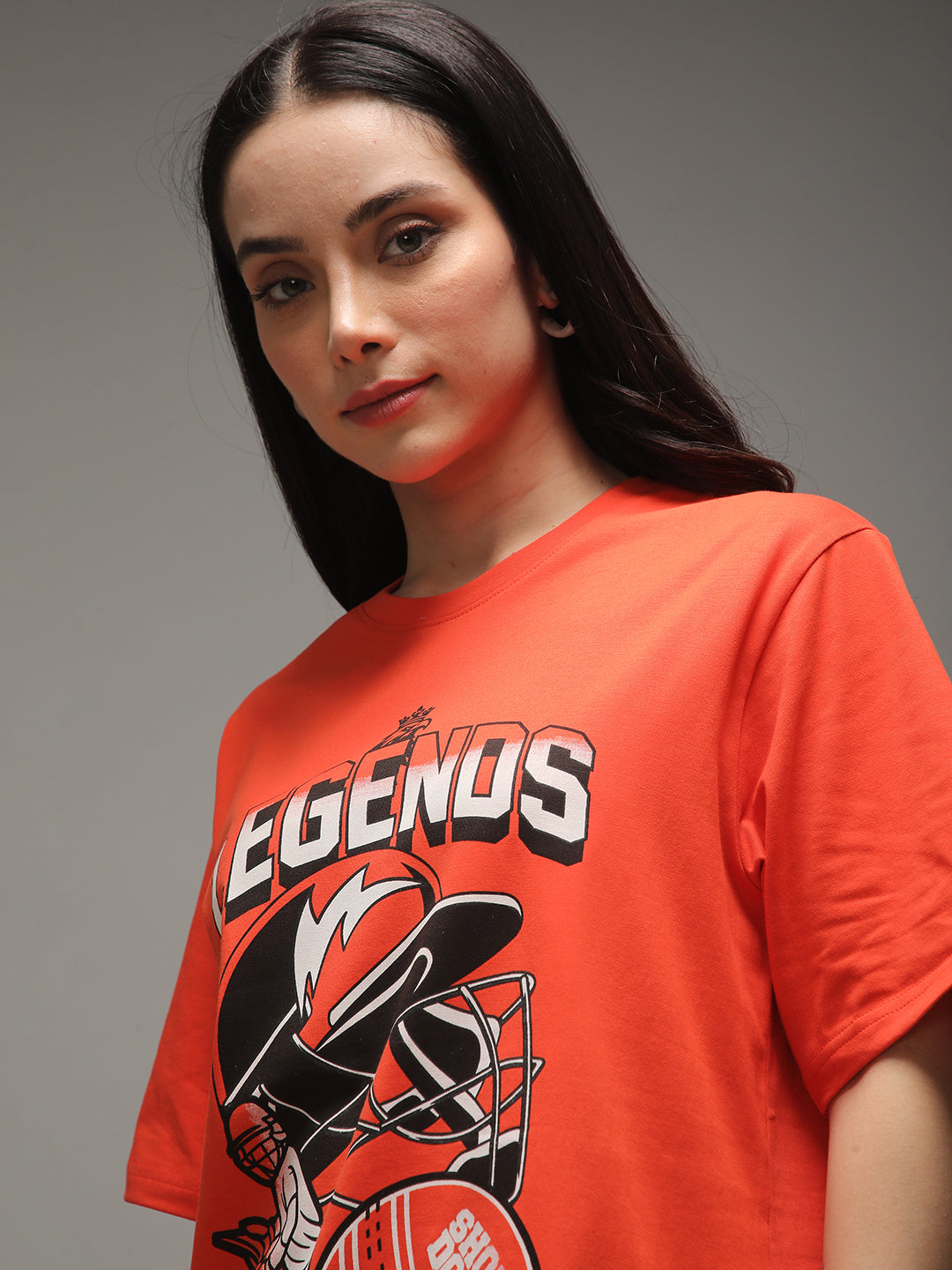 Womens Half Sleeve Round Neck Printed Oversized Fit Tshirts