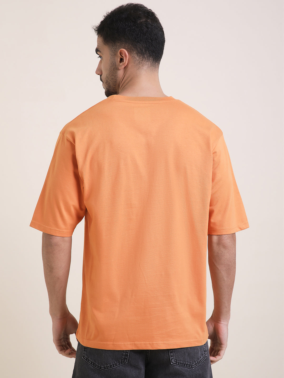 Mens Half Sleeve Round Neck Embroidered Oversized Fit Tshirts