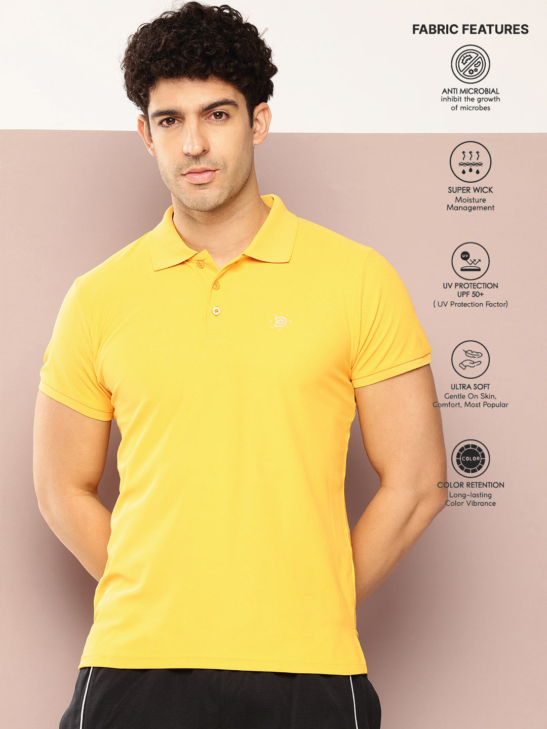 Mens Short Sleeve Polo Neck Regular Fit Polyster Tshirt