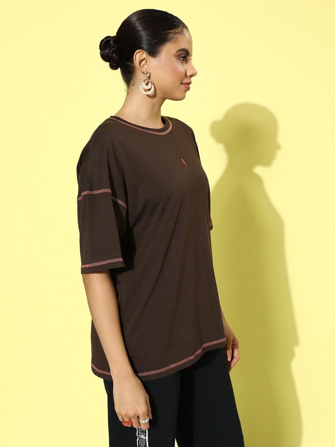 Womens Half Sleeve Drop Shoulder Plain Oversized Fit T-Shirts