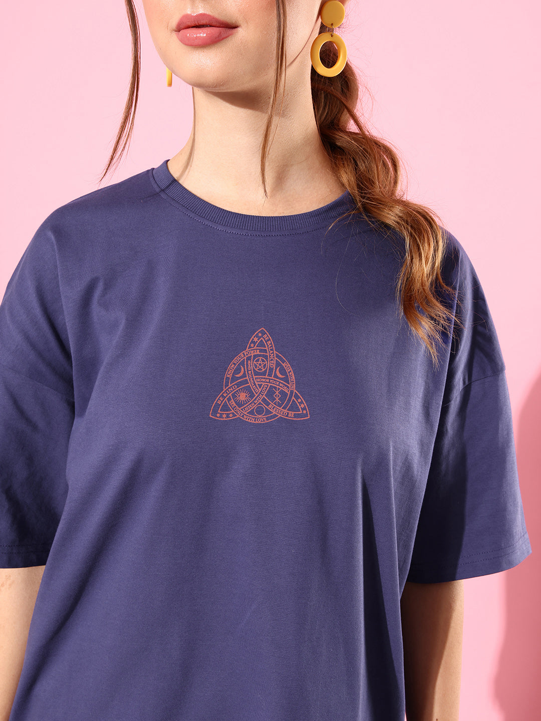 Womens Half Sleeve Drop Shoulder Printed Oversized Fit T-Shirts