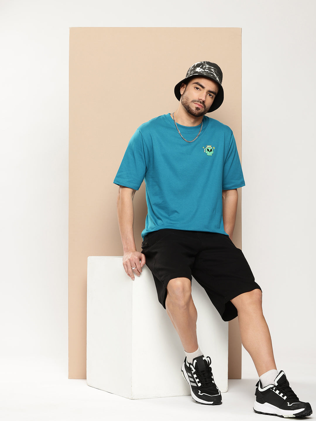 Mens Half Sleeve Round Neck Back Printed Oversized Fit Tshirts