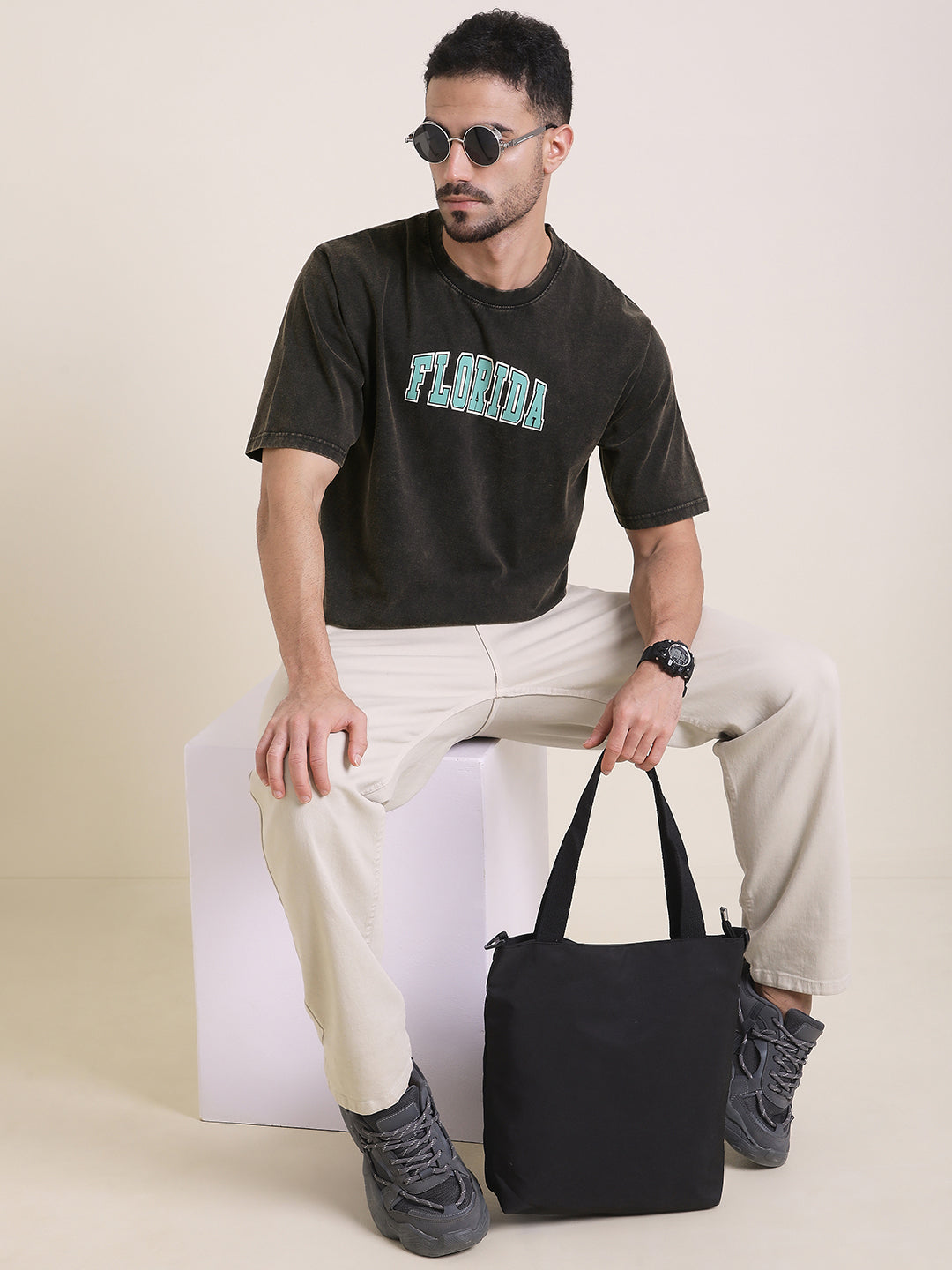 Mens Half Sleeve Round Neck Printed Oversized Fit Tshirts