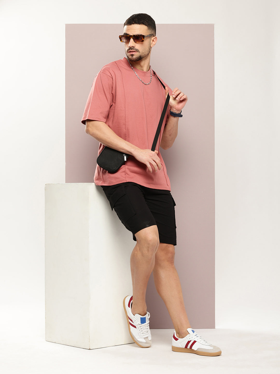 Mens Half Sleeve Round Neck Solid Oversized Fit Tshirts