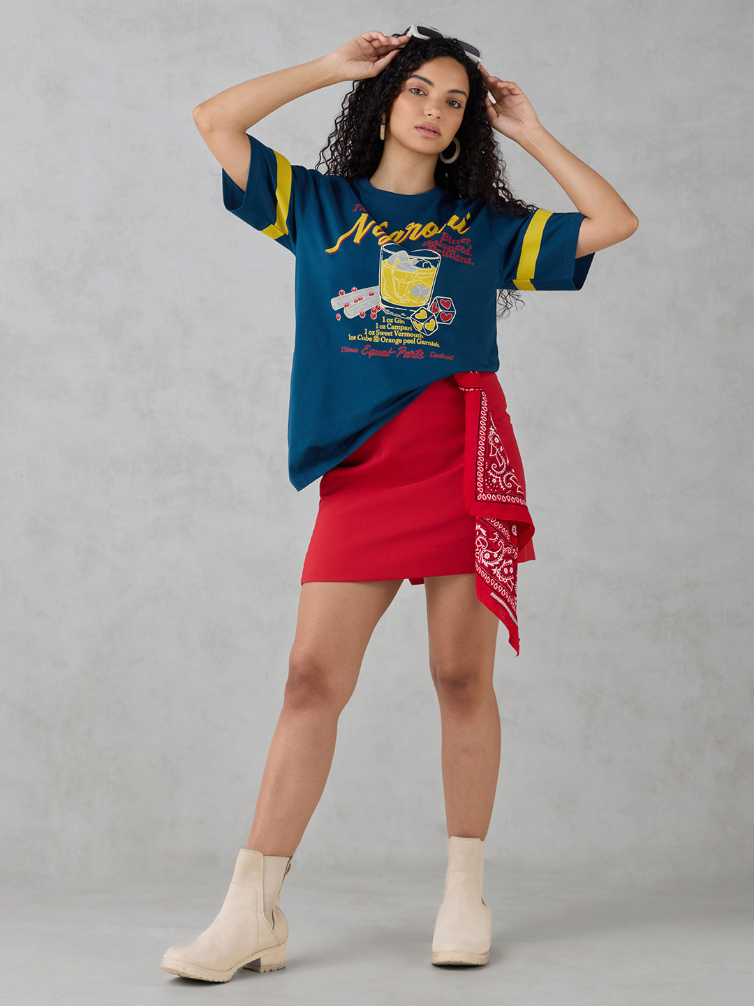 Womens Half Sleeve Printed Oversized Fit Tshirt