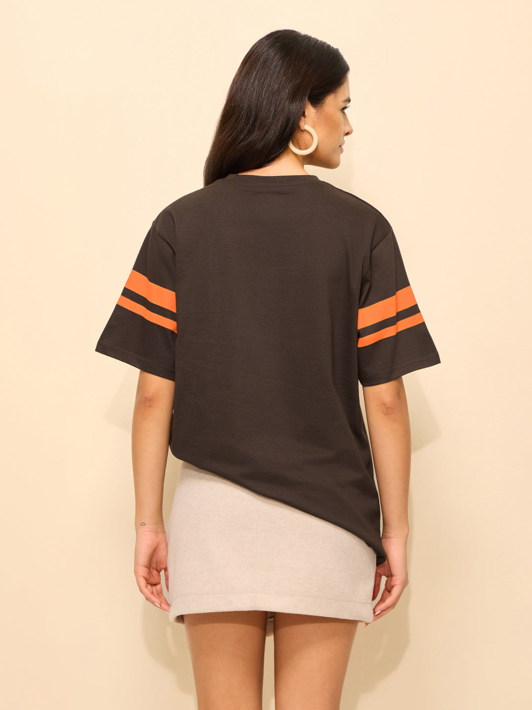 Womens Printed Oversized Fit Cotton T-Shirt