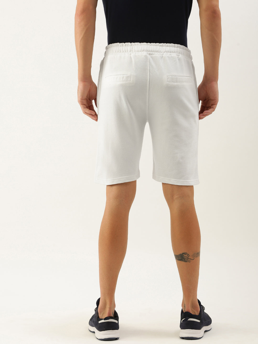 Men White Brand Logo Printed Mid-Rise Regular Shorts