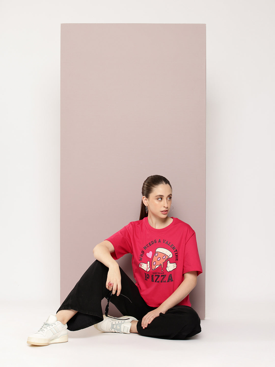Womens Half Sleeve Round Neck Printed Oversized Fit Tshirts