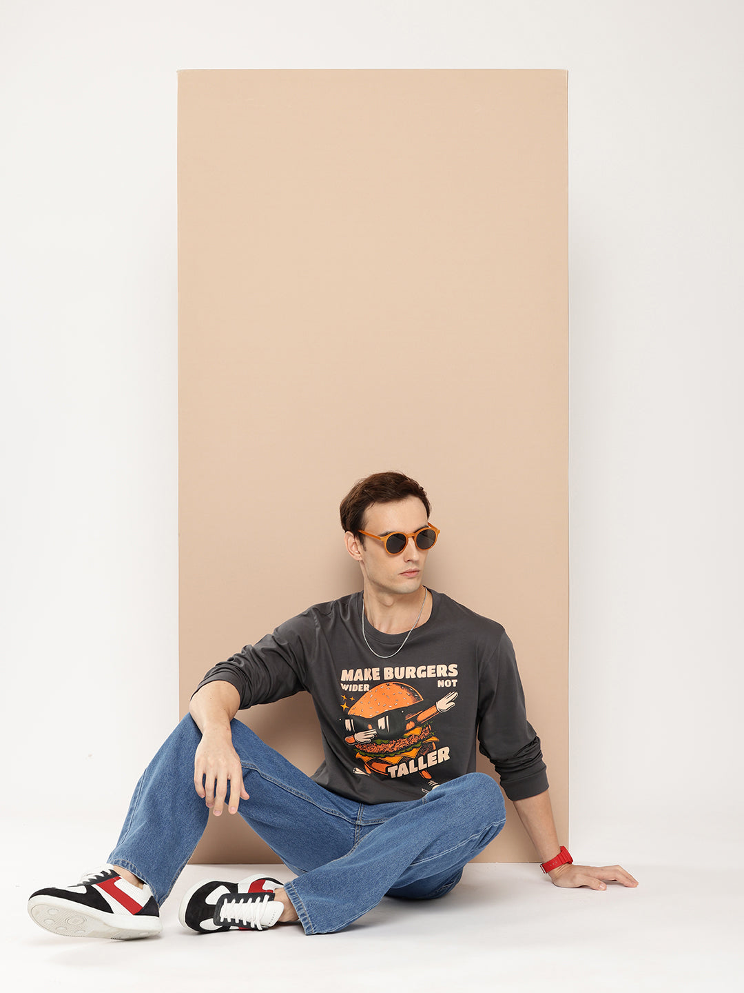 Mens Full Sleeve Round Neck Printed Oversized Fit Tshirts