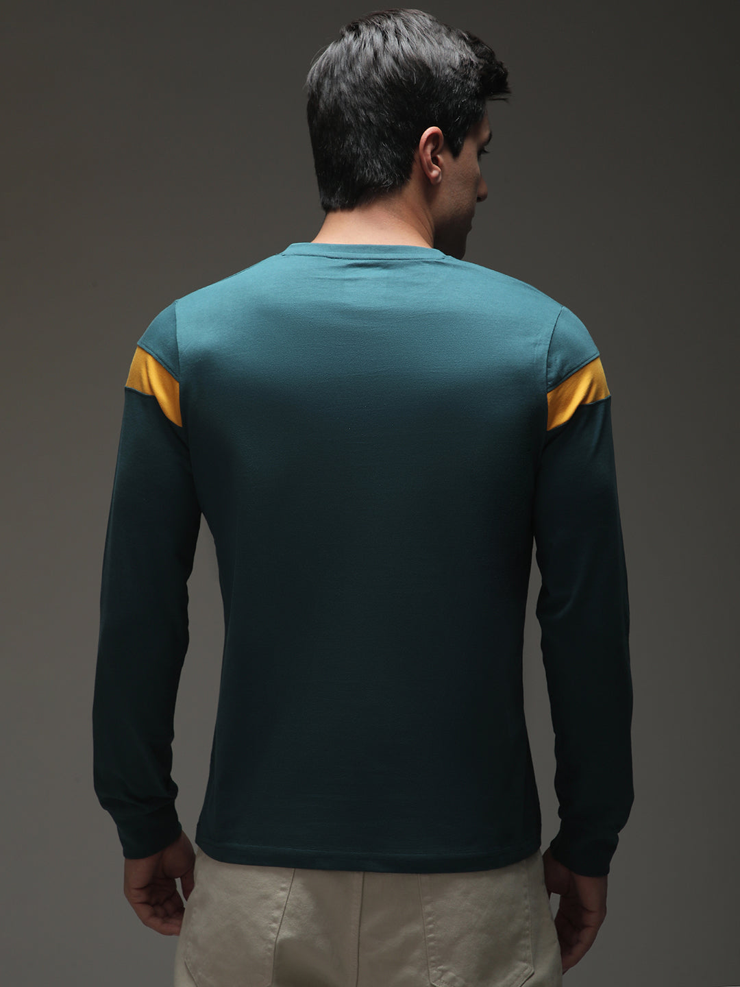 Mens Full Sleeve Henley Neck Solid Regular Fit Tshirts