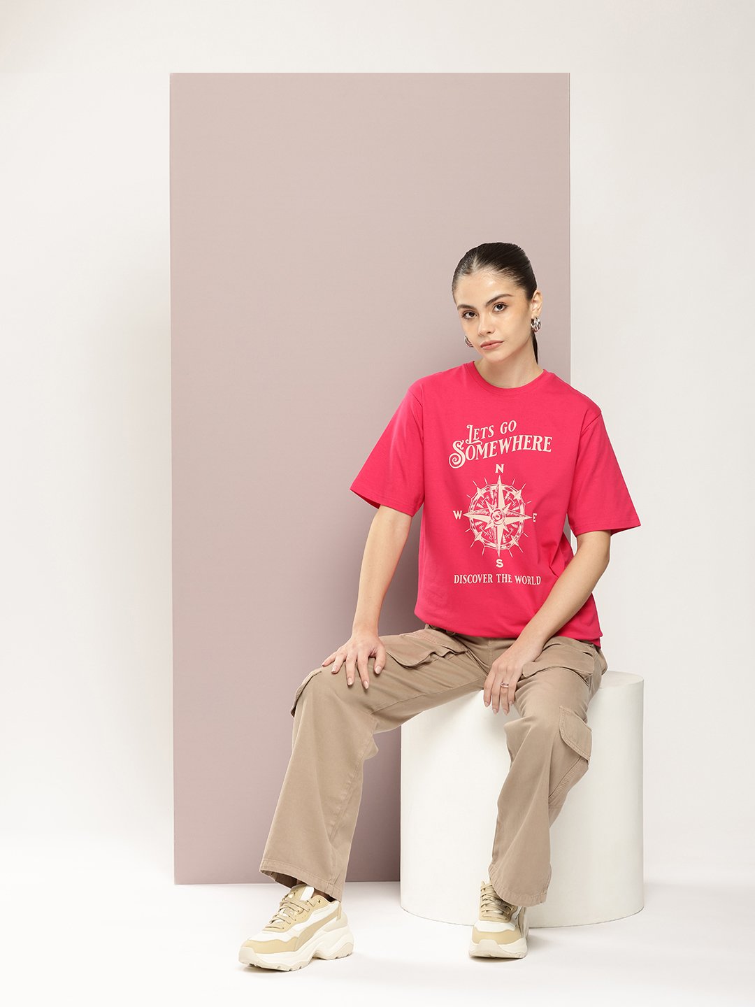 Womens Half Sleeve Round Neck Oversized Fit T-Shirts