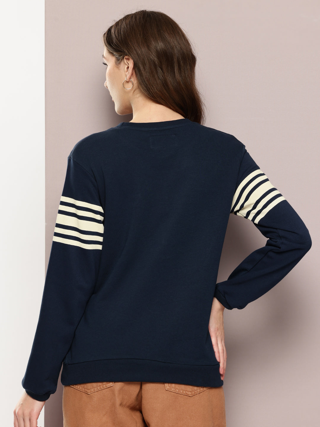 Womens Full Sleeve Round Neck Embroidered Relaxed Fit Tshirts