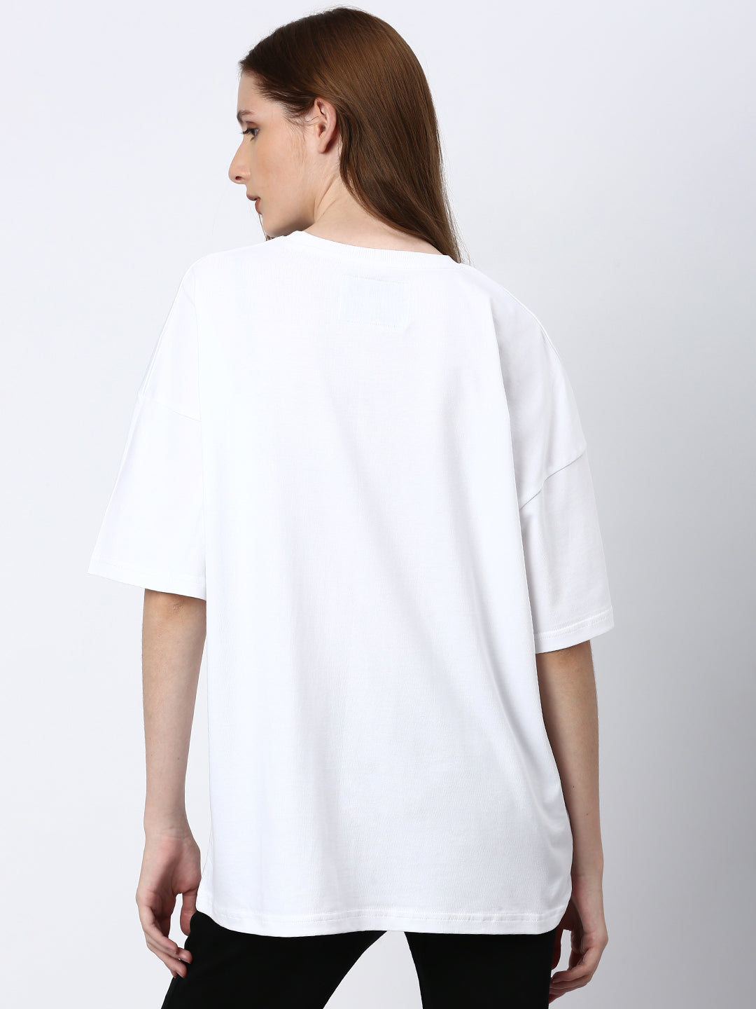 Womens Half Sleeve Drop Shoulder Printed Oversized Fit T-Shirts