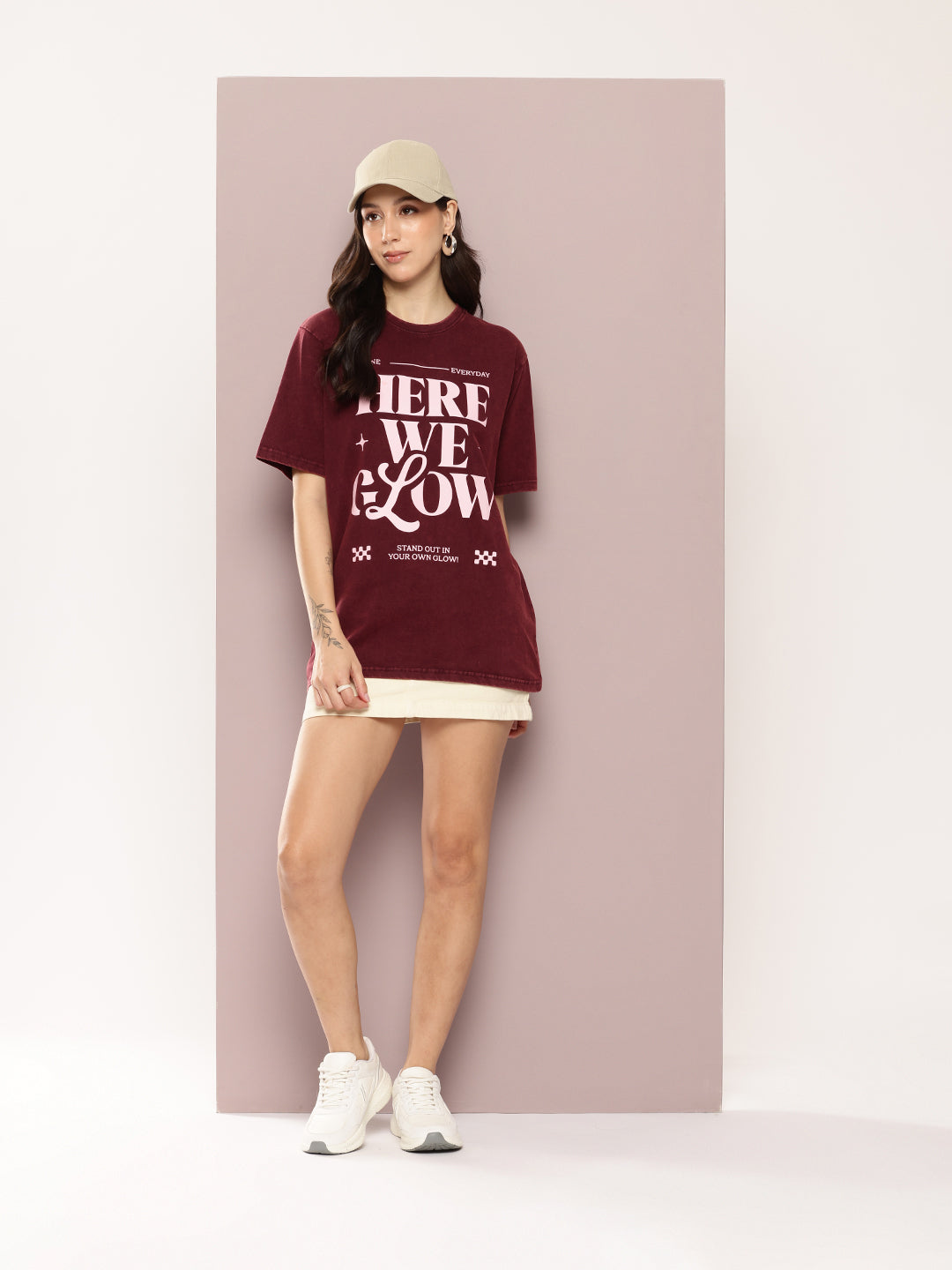 Womens Half Sleeve Round Neck Printed Oversized Fit Tshirts