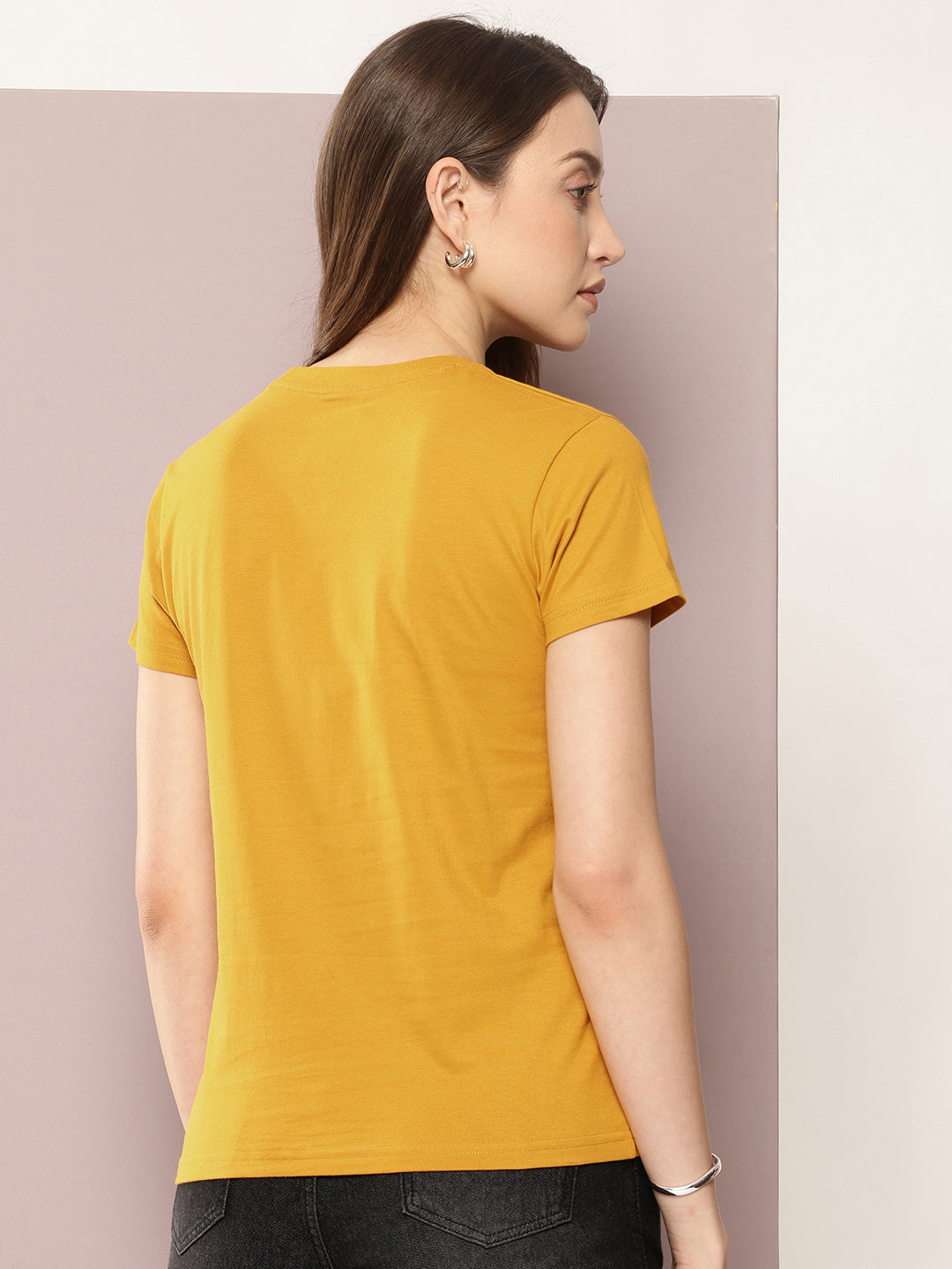 Womens Half Sleeve Round Neck Solid Regular Fit Tshirts