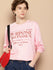 Womens Full Sleeve Round Neck Printed Oversized Fit Tshirts