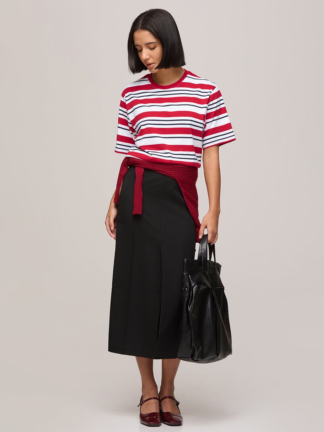 Womens Striped Oversized Fit Cotton T-Shirt