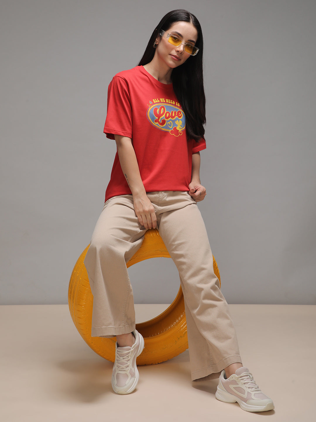 Womens Half Sleeve Round Neck Printed Oversized Fit Tshirts