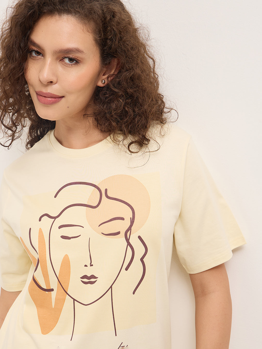 Womens Half Sleeve Round Neck Printed Oversized Fit Tshirts
