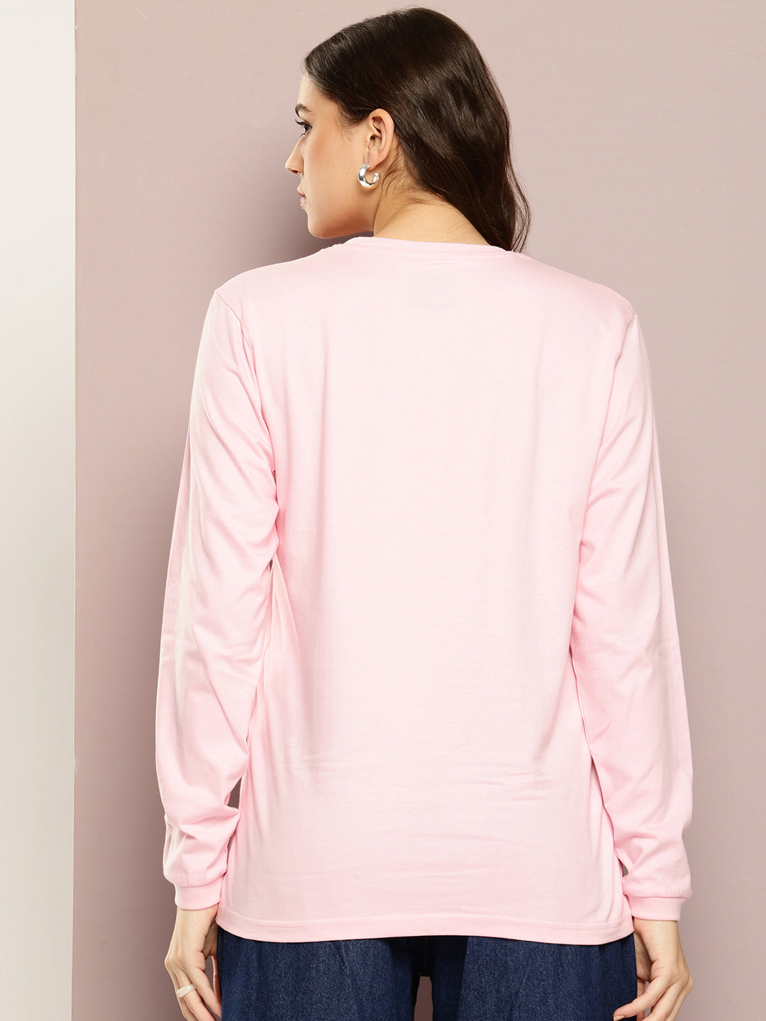 Womens Full Sleeve Round Neck Printed Oversized Fit Tshirts