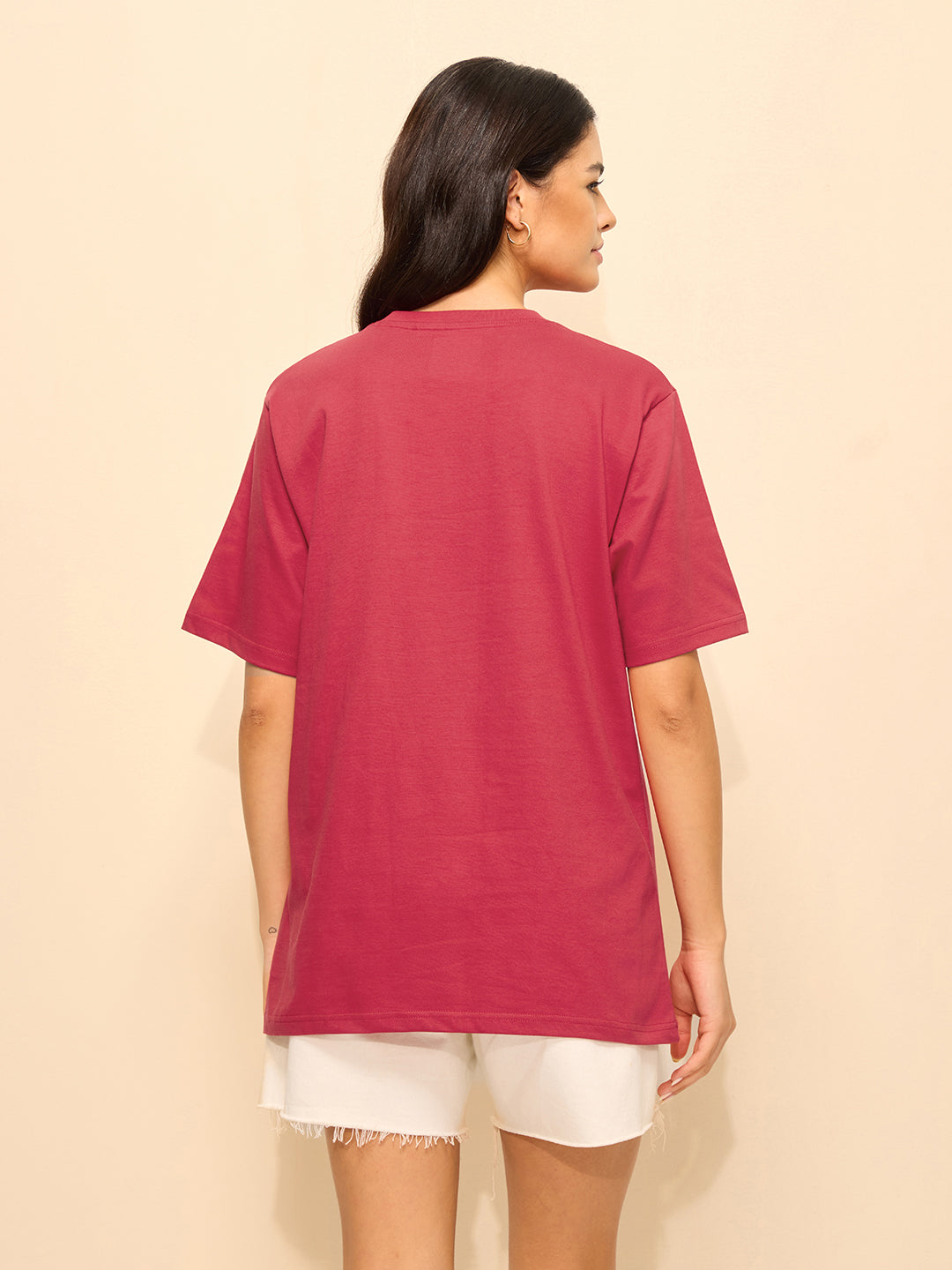 Womens Printed Oversized Fit Cotton T-Shirt