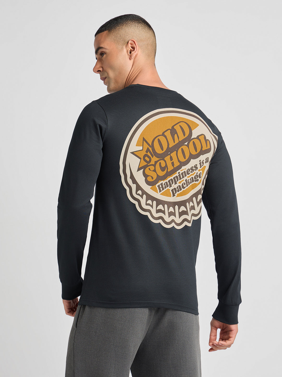 Mens Printed Regular Fit Full Sleeve Round Neck Tshirt