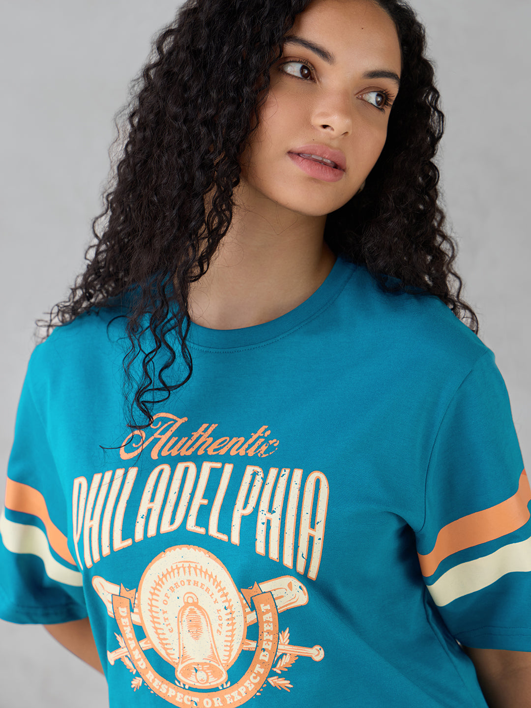 Womens Half Sleeve Printed Oversized Fit Tshirt