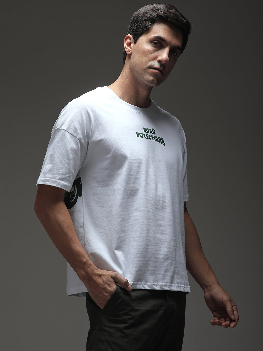 Mens Half Sleeve Drop Shoulder Printed Oversized Fit T-Shirts