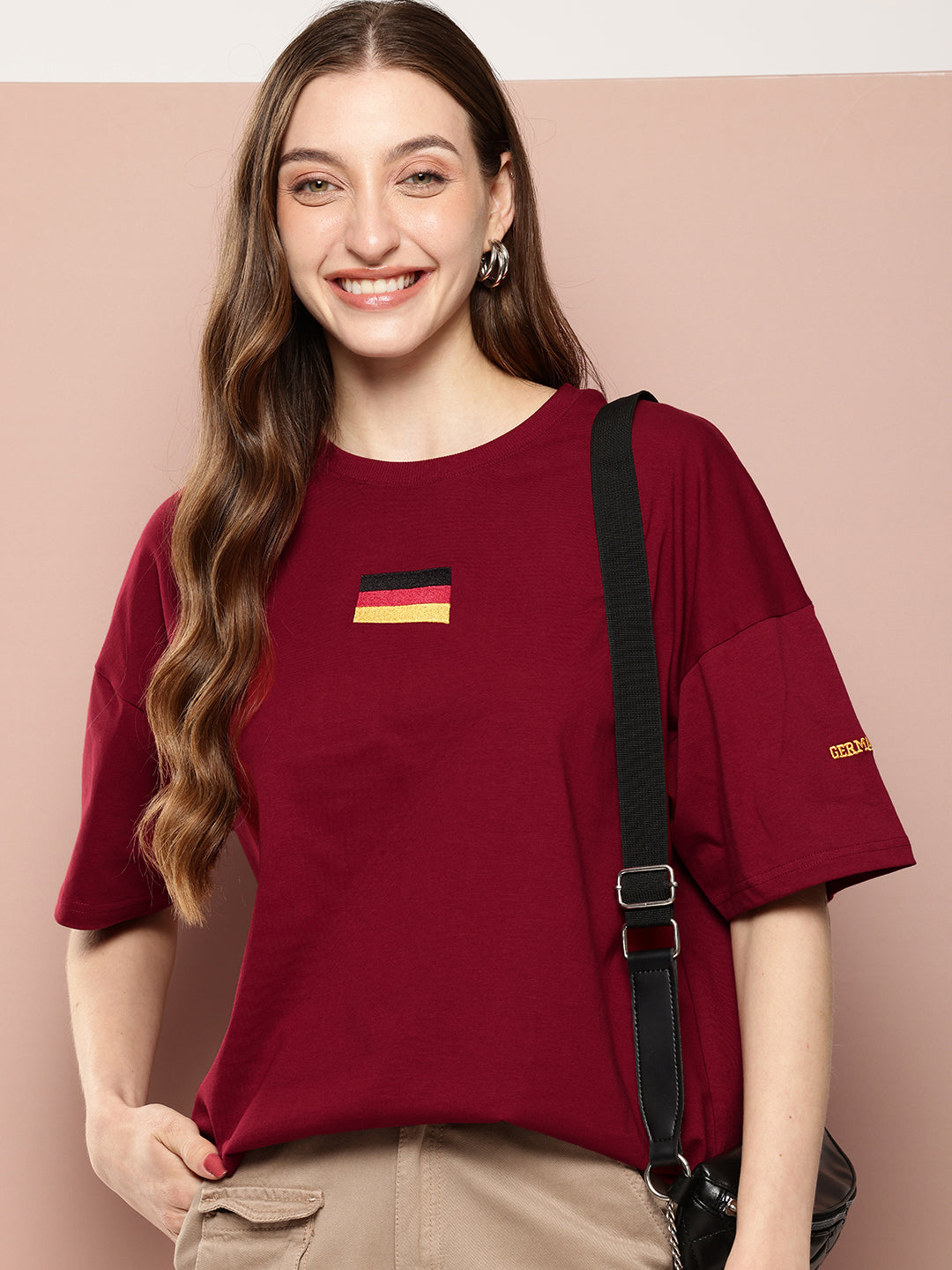 Womens Half Sleeve Drop Shoulder Printed Oversized Fit T-Shirts