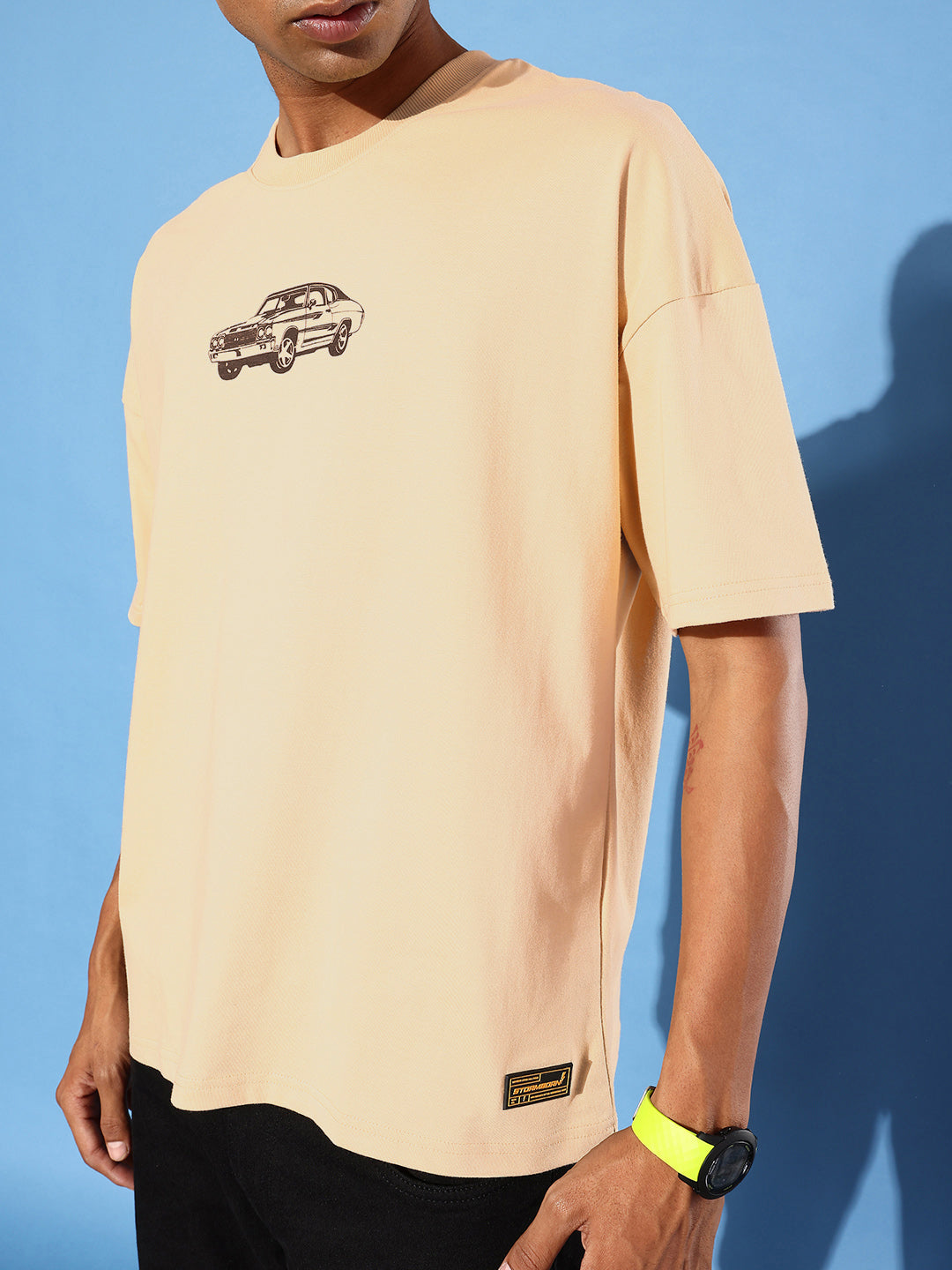 Mens Half Sleeve Drop Shoulder Printed Oversized Fit T-Shirts