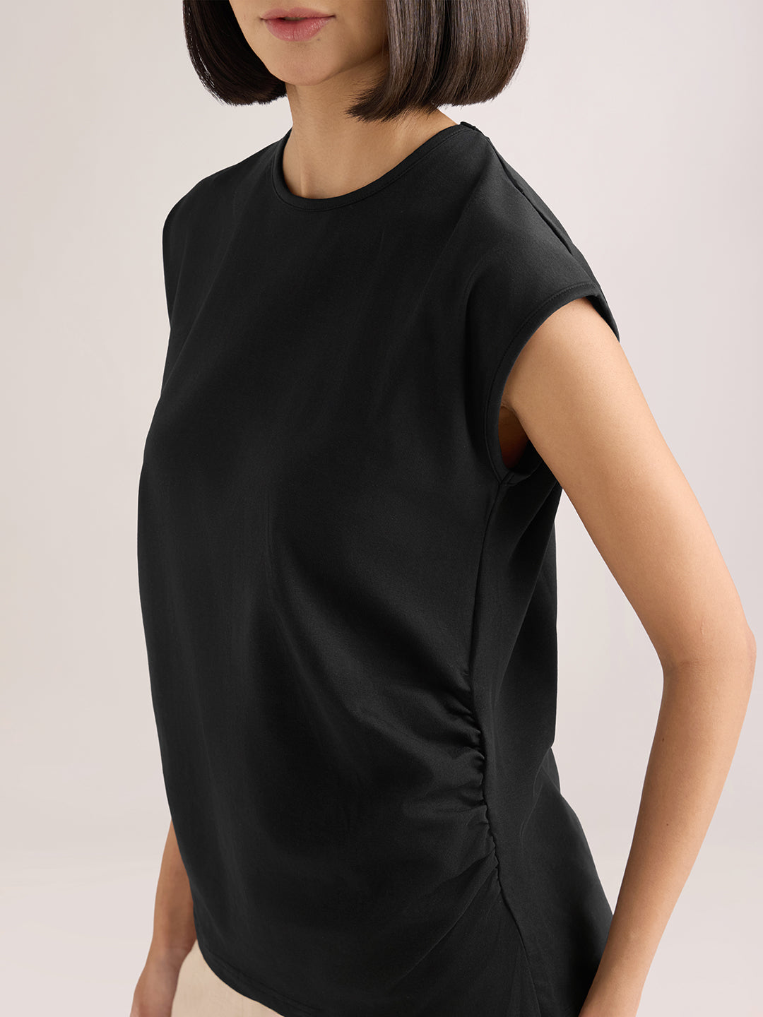 Womens Solid Regular Fit Lycra Jersey Sleeveless Tshirt