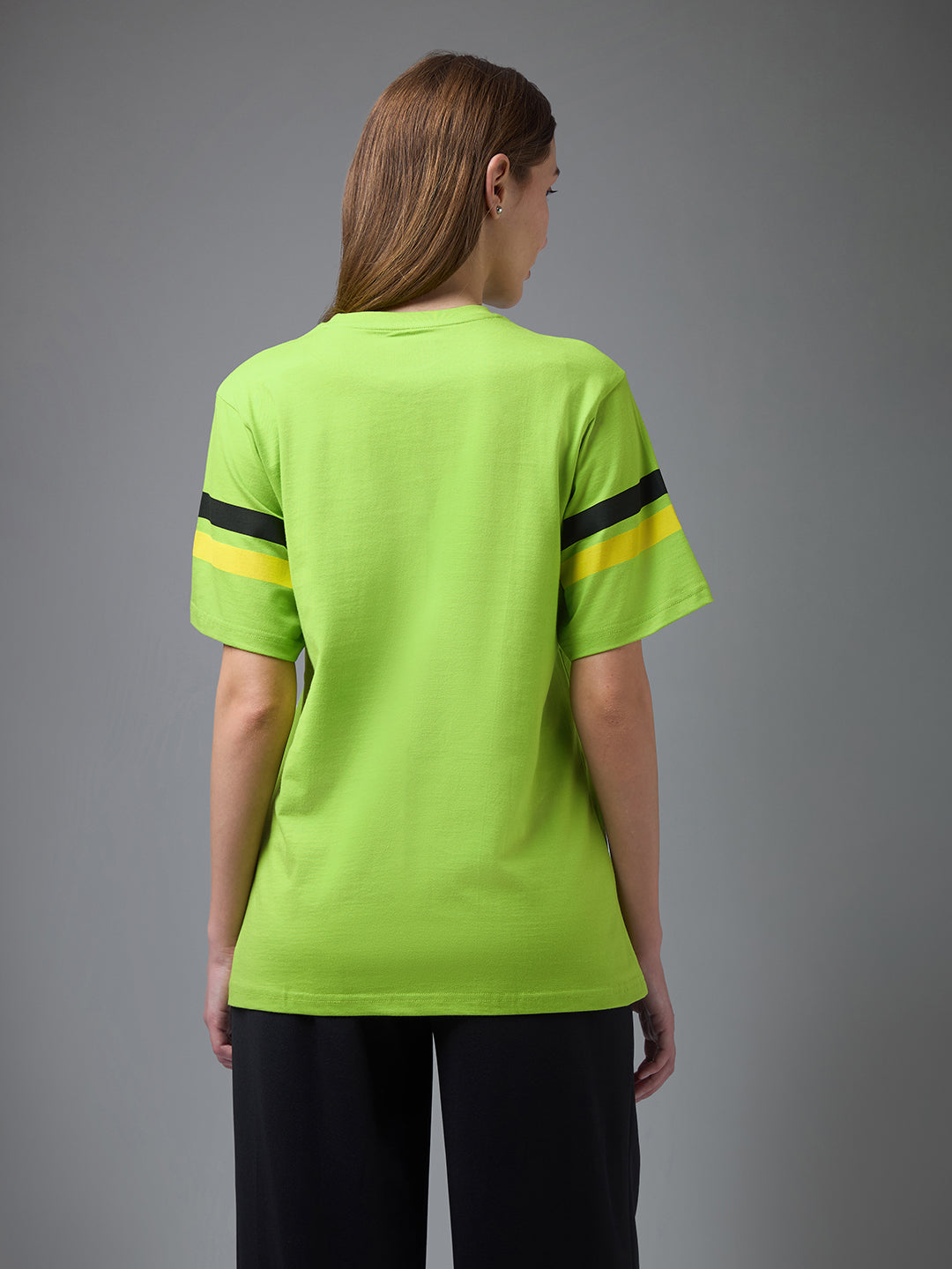 Womens Printed Round Neck Oversized Fit Tshirt