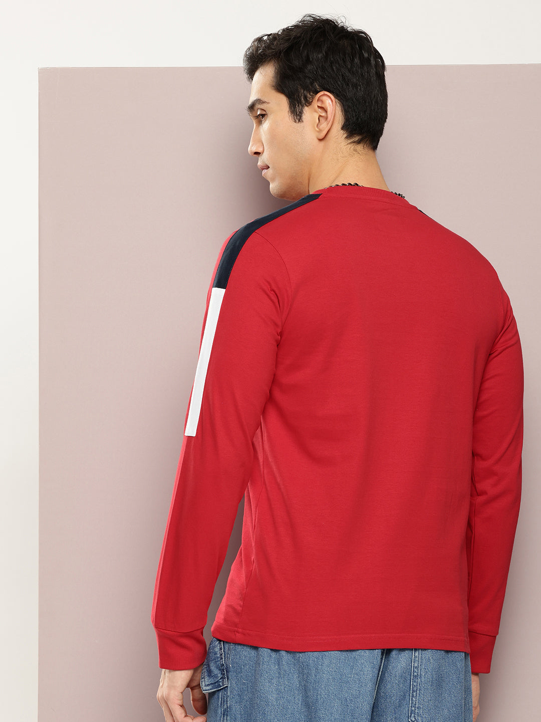 Mens Full Sleeve Round Neck Solid Regular Fit Tshirts