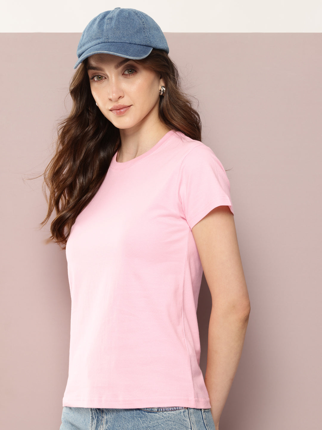 Womens Half Sleeve Round Neck Solid Regular Fit Tshirts