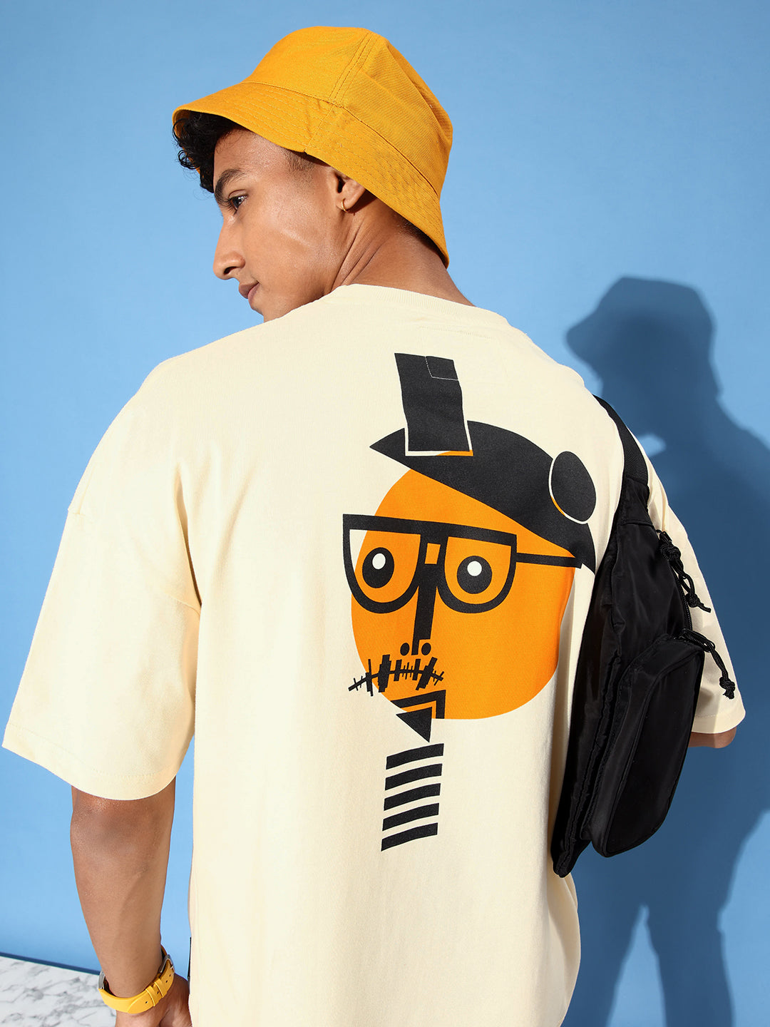 Mens Half Sleeve Drop Shoulder Printed Oversized Fit T-Shirts