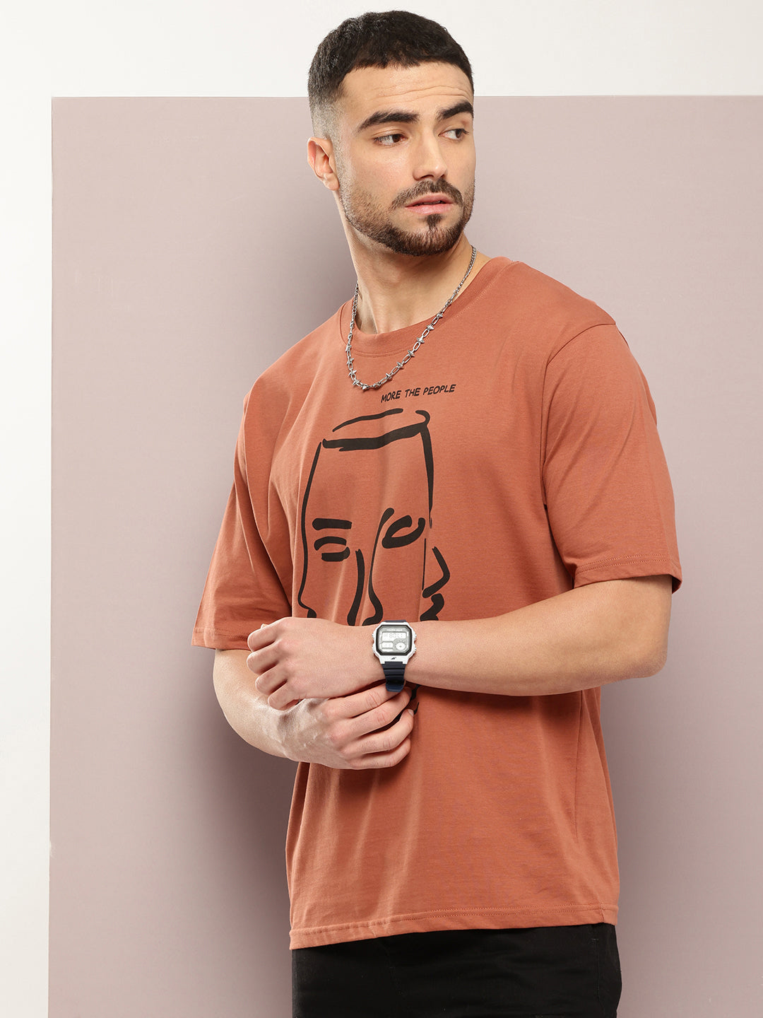 Mens Half Sleeve Round Neck Printed Oversized Fit Tshirts