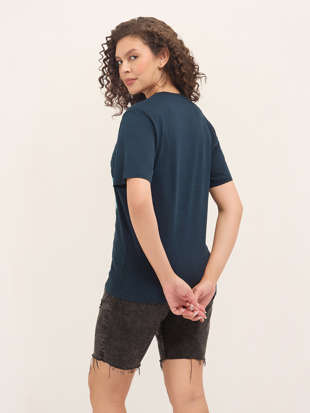 Womens Half Sleeve Round Neck Printed Oversized Fit Tshirts