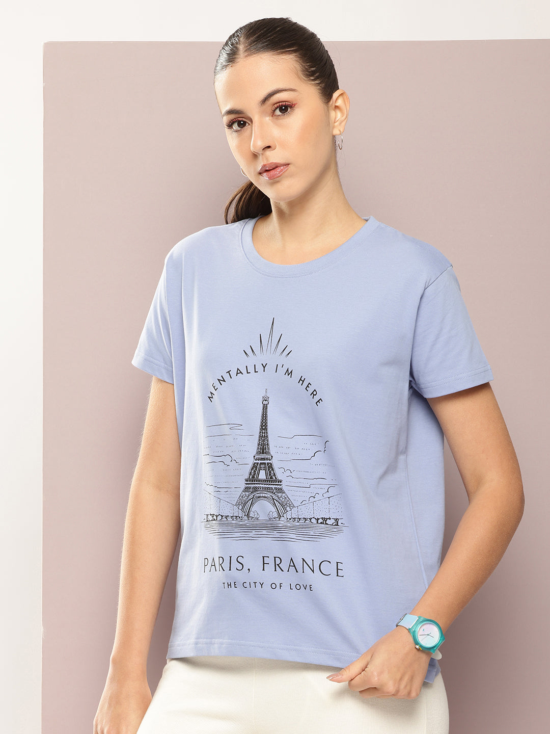 Womens Half Sleeve Round Neck Printed Boxy Fit Tshirts