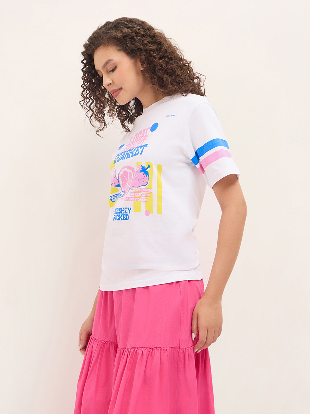 Womens Half Sleeve Round Neck Printed Oversized Fit Tshirts