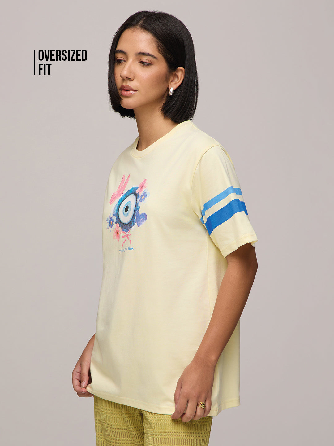 Womens Printed Oversized Fit Cotton T-Shirt