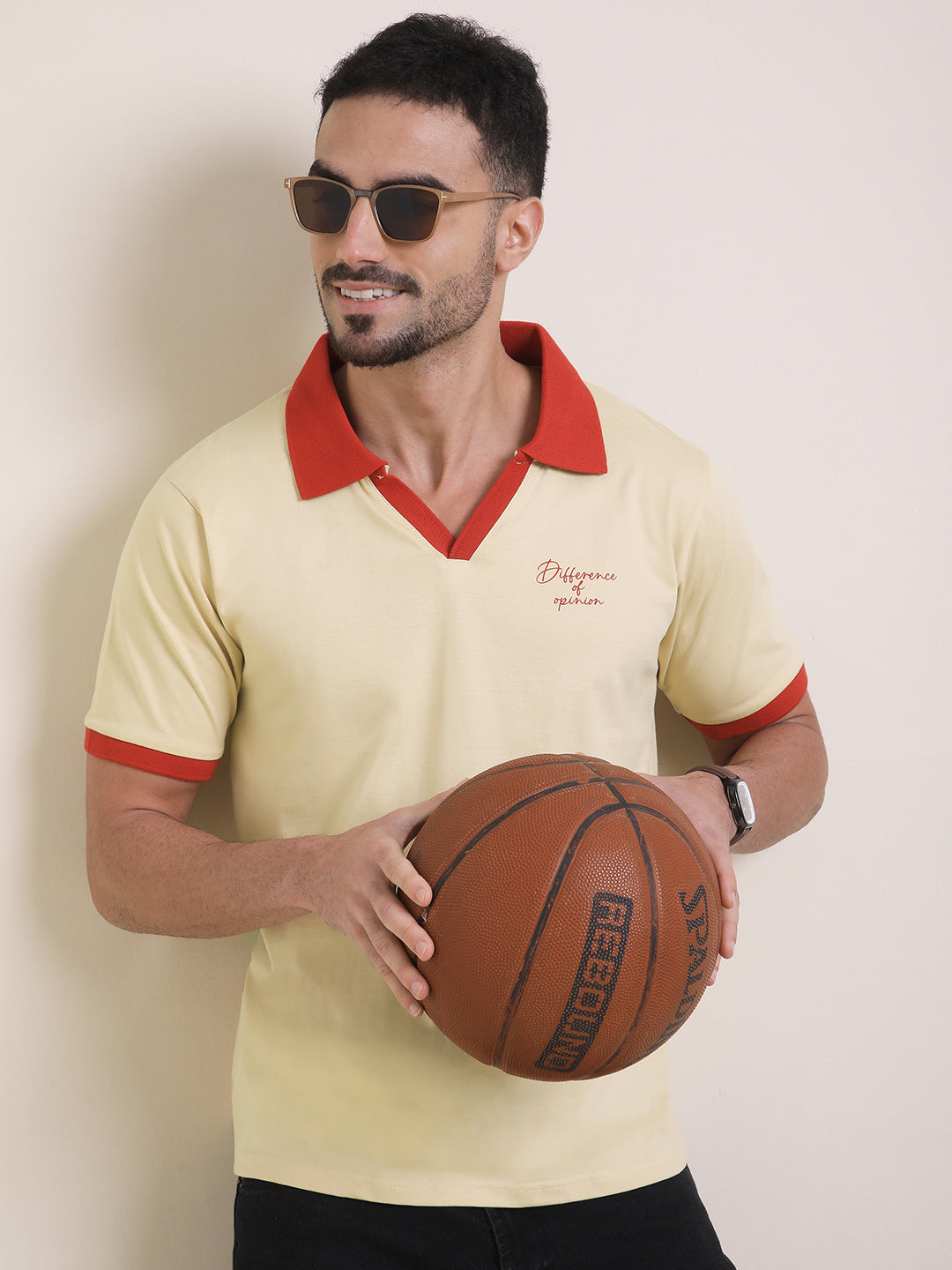 Mens Half Sleeve Polo Neck Back Printed Relaxed Fit Tshirts